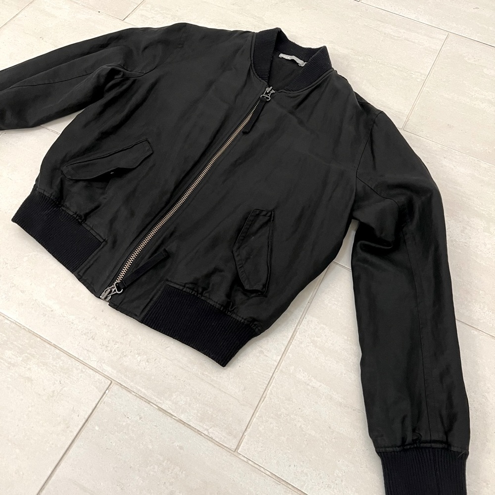 Vince Sleek Black Bomber Jacket